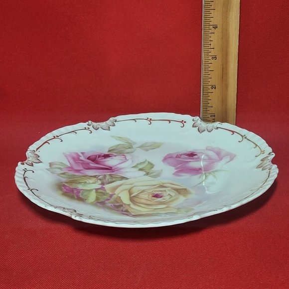 Antique Z S & Co Bavaria Roses Marseille Handpainted Salad Plate Set of 4 - Picture 9 of 12